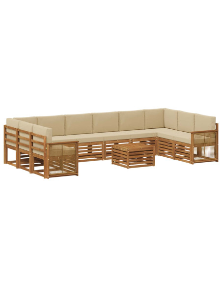 Set di divani da esterno con cuscino 8 pcs Naturale