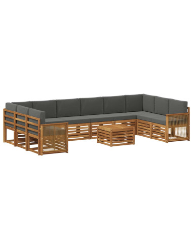 Set di divani da esterno con cuscino 8 pcs Naturale e Antracite