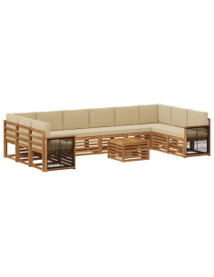 Set di divani da esterno con cuscino 8 pcs Naturale
