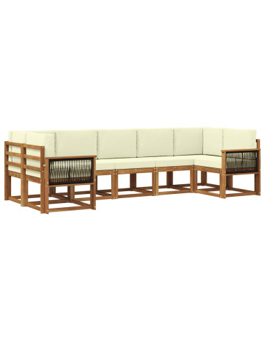 Set di divani da esterno con cuscino 7 pcs Naturale e Crema