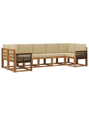 Set di divani da esterno con cuscino 7 pcs Naturale e Beige