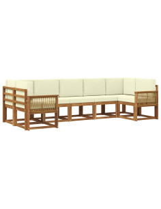 Set di divani da esterno con cuscino 7 pcs Naturale e Crema