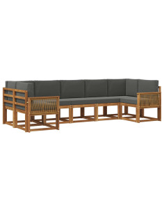 Set di divani da esterno con cuscino 7 pcs Naturale e Antracite