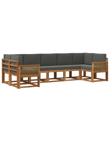 Set di divani da esterno con cuscino 7 pcs Naturale e Antracite