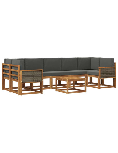 Set di divani da esterno con cuscino 6 pcs Naturale e Antracite