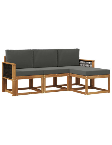 Set di divani da esterno con cuscino 4 pcs Naturale e Antracite