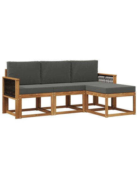 Set di divani da esterno con cuscino 4 pcs Naturale e Antracite