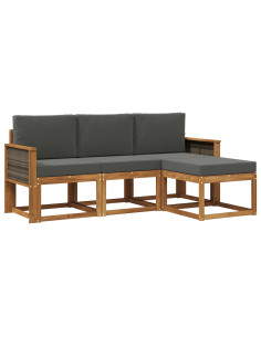 Set di divani da esterno con cuscino 4 pcs Naturale e Antracite