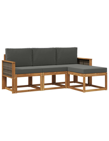 Set di divani da esterno con cuscino 4 pcs Naturale e Antracite