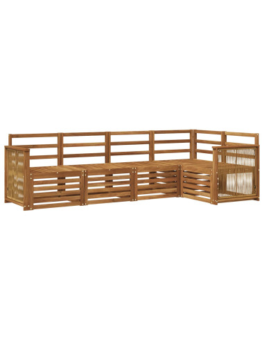 Set divano sezionale 4 pcs Naturale Legno di Acacia Massello