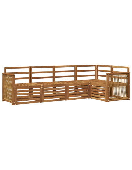 Set divano sezionale 4 pcs Naturale Legno di Acacia Massello