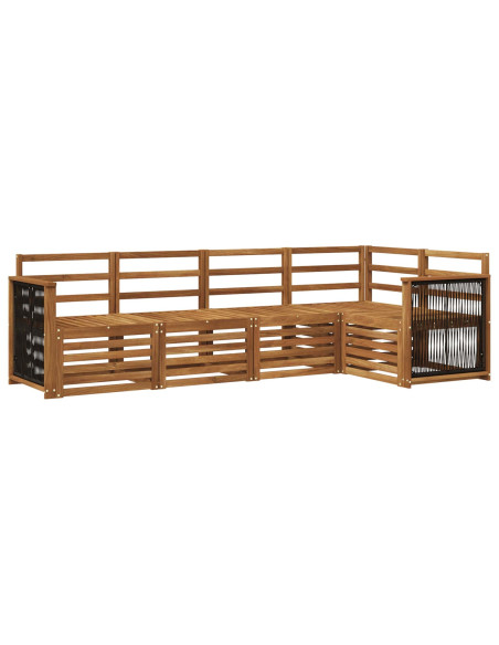 Set divano sezionale 4 pcs Naturale Legno di Acacia Massello