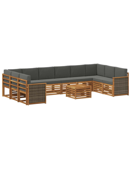 Set di divani da esterno con cuscino 8 pcs Naturale e Antracite