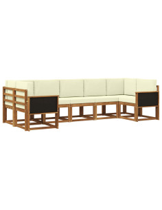Set di divani da esterno con cuscino 7 pcs Naturale e Crema