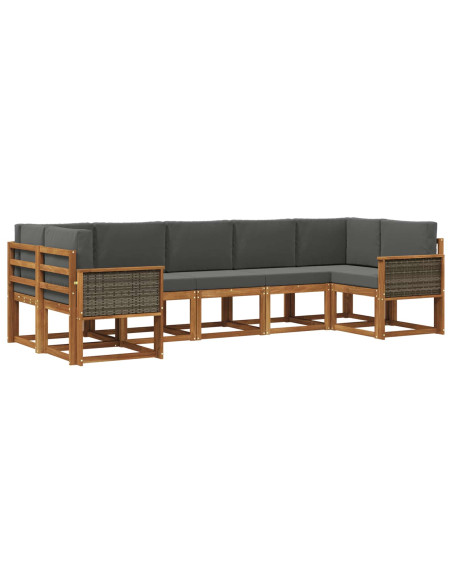 Set di divani da esterno con cuscino 7 pcs Naturale e Antracite