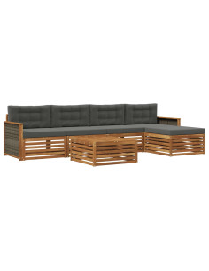 Set di divani da esterno con cuscino 6 pcs Naturale e Antracite