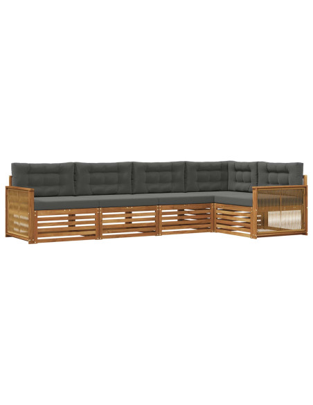 Set di divani da esterno con cuscino 5 pcs Naturale e Antracite