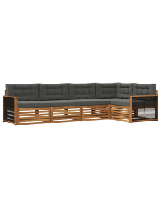 Set di divani da esterno con cuscino 5 pcs Naturale e Antracite