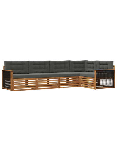 Set di divani da esterno con cuscino 5 pcs Naturale e Antracite