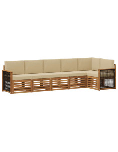 Set divano sezionale con cuscino 5 pcs Naturale