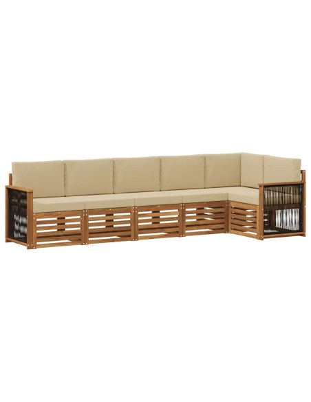 Set divano sezionale con cuscino 5 pcs Naturale