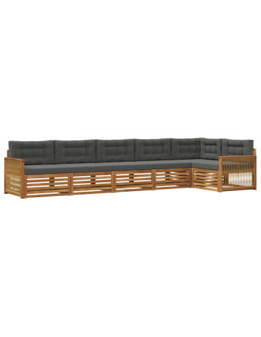 Set di divani da esterno con cuscino 6 pcs Naturale e Antracite