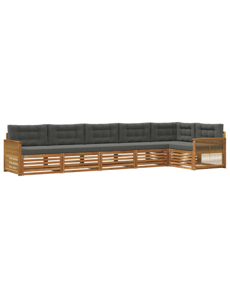 Set di divani da esterno con cuscino 6 pcs Naturale e Antracite