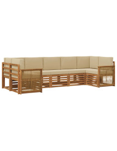 Set divano sezionale con cuscino 6 pcs Naturale