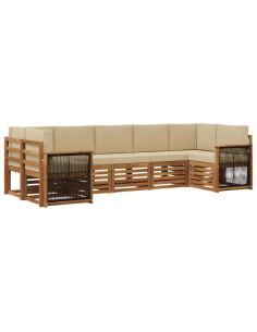 Set divano sezionale con cuscino 6 pcs Naturale