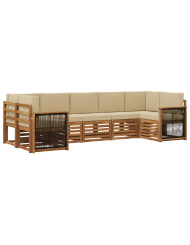 Set divano sezionale con cuscino 6 pcs Naturale