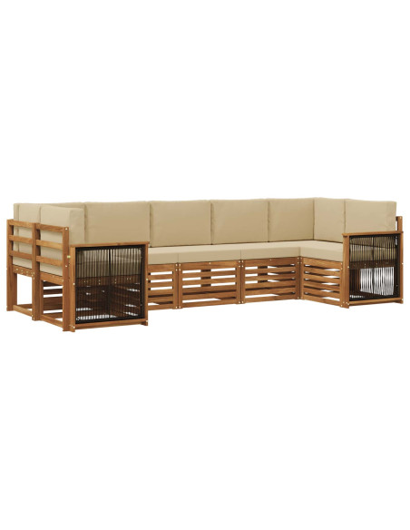 Set divano sezionale con cuscino 6 pcs Naturale