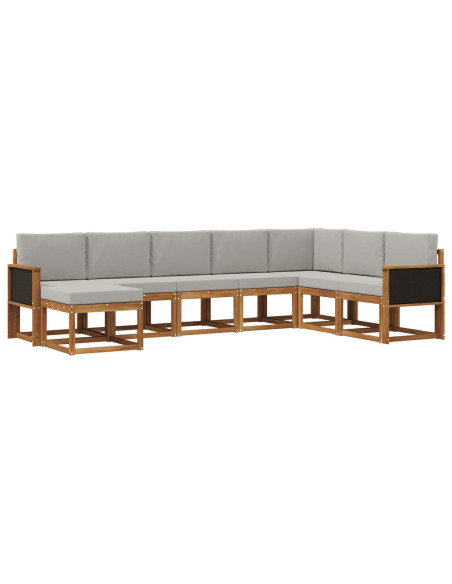 Set di divani da esterno 8 pcs Naturale e Grigio Chiaro