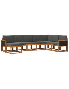 Set di divani da esterno con cuscino 8 pcs Naturale e Antracite