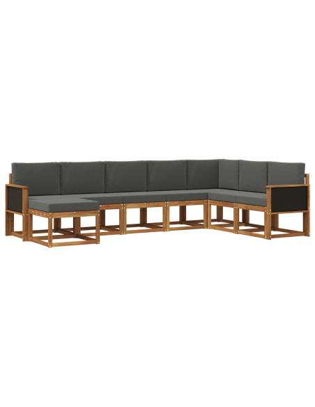 Set di divani da esterno con cuscino 8 pcs Naturale e Antracite