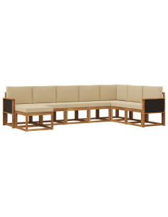Set di divani da esterno con cuscino 8 pcs Naturale e Beige