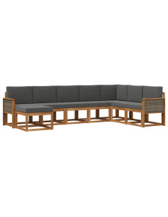 Set di divani da esterno con cuscino 8 pcs Naturale e Antracite