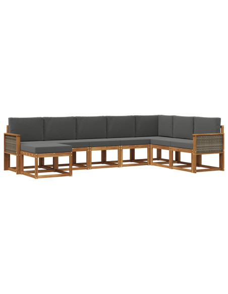 Set di divani da esterno con cuscino 8 pcs Naturale e Antracite