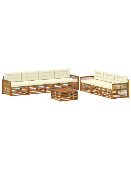 Set di divani da esterno con cuscino 8 pcs Naturale e Crema