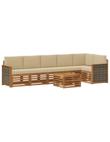 Set divano sezionale con cuscino 6 pcs Naturale