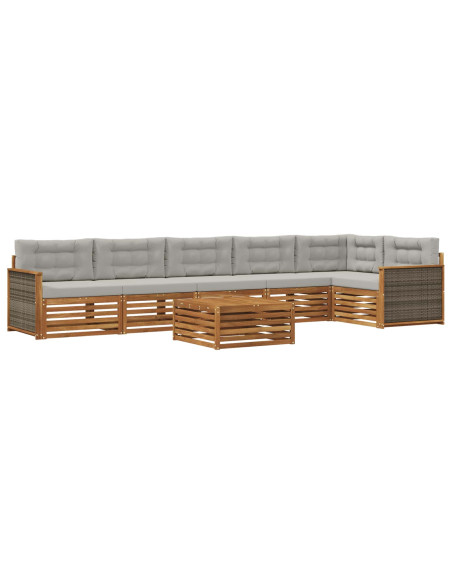 Set di divani da esterno 7 pcs Naturale e Grigio Chiaro