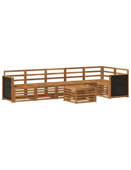 Set divano sezionale 6 pcs Naturale Legno di Acacia Massello