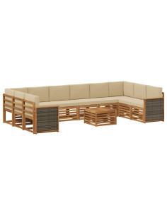 Set di divani da esterno con cuscino 8 pcs Naturale