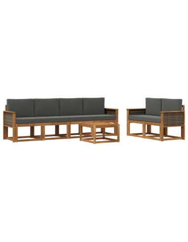 Set di divani da esterno con cuscino 6 pcs Naturale e Antracite