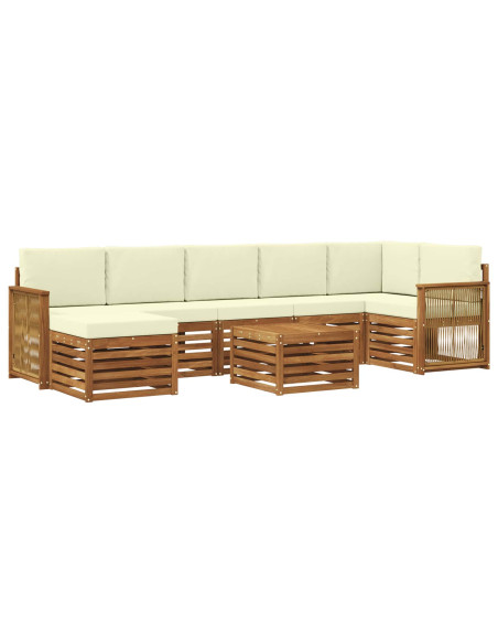 Set di divani da esterno con cuscino 7 pcs Naturale e Crema