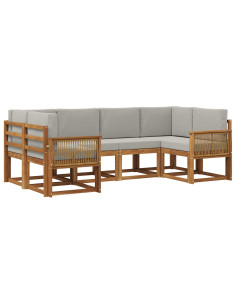Set di divani da esterno 6 pcs Naturale e Grigio Chiaro