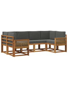 Set di divani da esterno con cuscino 6 pcs Naturale e Antracite