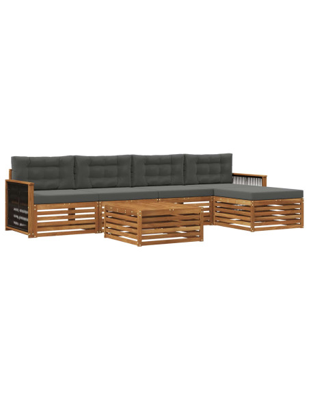 Set di divani da esterno con cuscino 6 pcs Naturale e Antracite