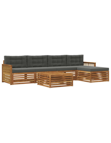 Set di divani da esterno con cuscino 6 pcs Naturale e Antracite