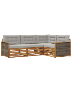 Set di divani da esterno 4 pcs Naturale e Grigio Chiaro