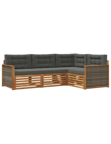 Set di divani da esterno con cuscino 4 pcs Naturale e Antracite